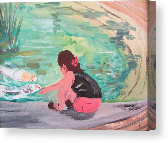 Koi Canvas Print featuring the painting Making Friends by Dody Rogers