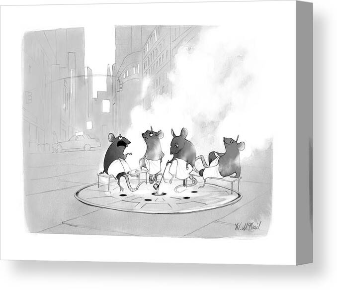 Rats Canvas Print featuring the drawing Manhole Sauna by Will McPhail