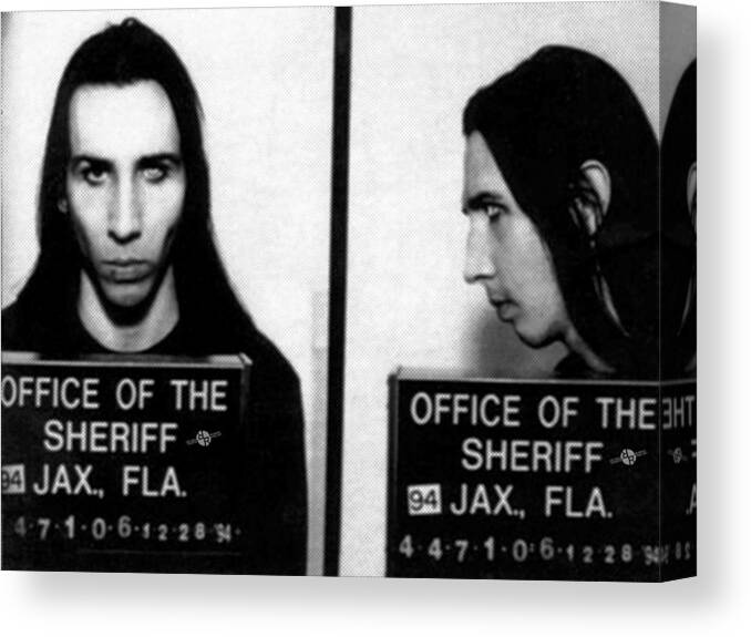 Marilyn Manson Canvas Print featuring the photograph Marilyn Manson Mug Shot Horizontal by Tony Rubino