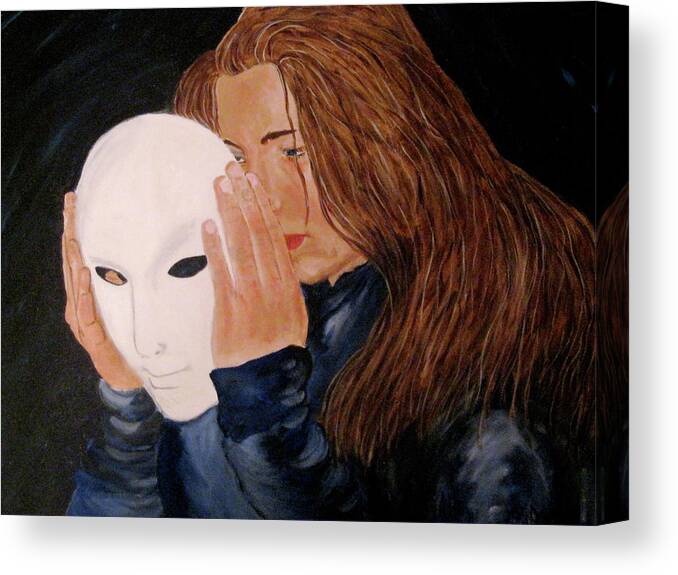 Mask Canvas Print featuring the painting Masked by Rebecca Wood