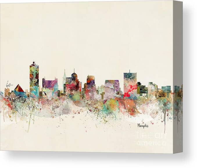Memphis Canvas Print featuring the painting Memphis Skyline by Bri Buckley