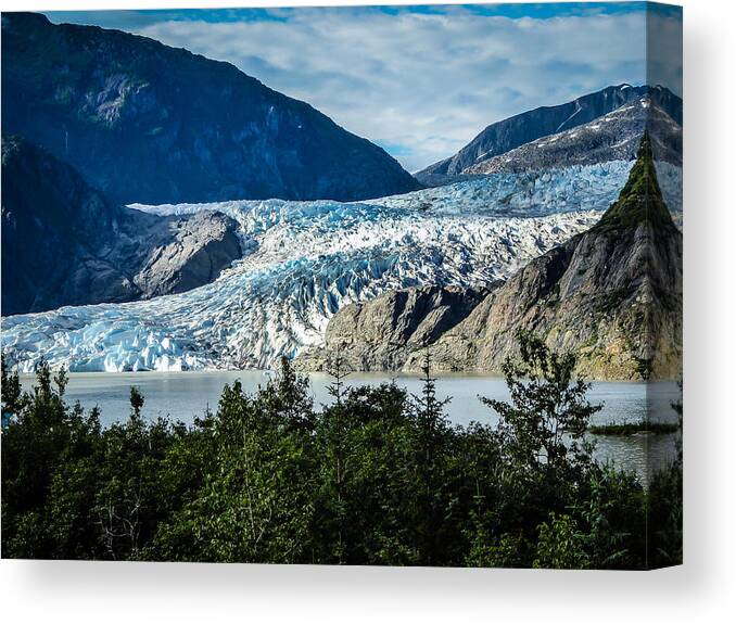 Alaska Canvas Print featuring the photograph Mendenhall Glacier by Pamela Newcomb