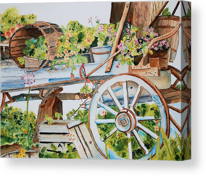 Watercolor Canvas Print featuring the painting Mendocino Wagon by Gerald Carpenter