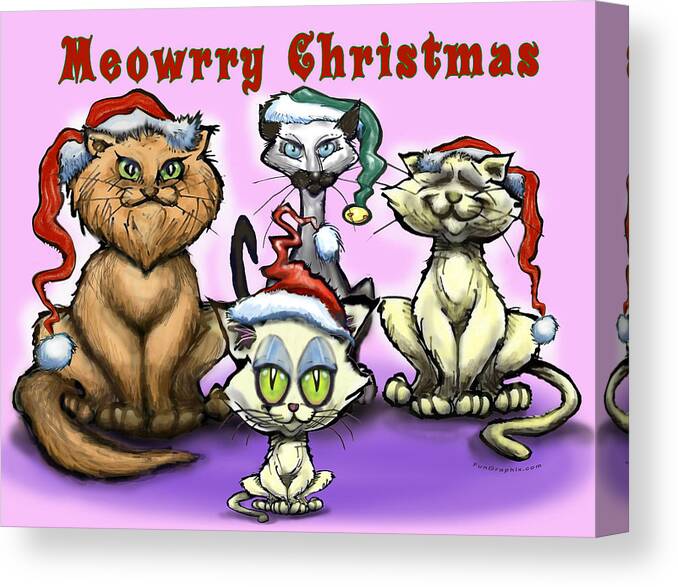 Merry Christmas Canvas Print featuring the digital art Meowrry Christmas by Kevin Middleton