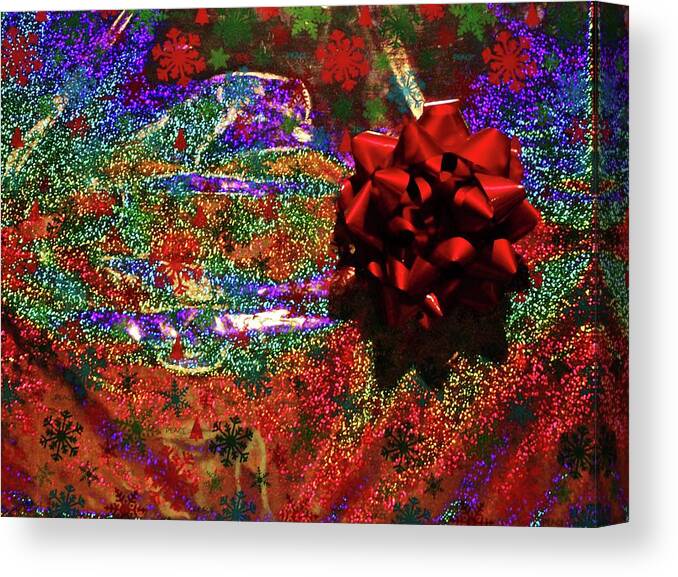 Present Canvas Print featuring the photograph Merry And Festive Gift by Cynthia Guinn