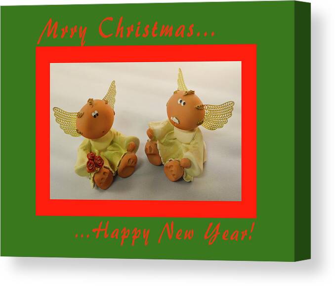 Christmas Card Canvas Print featuring the photograph Merry Christmas Angels by Floyd Snyder
