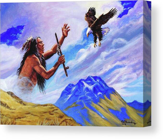 Nature Canvas Print featuring the painting Message From The Ancestors by Ed Breeding
