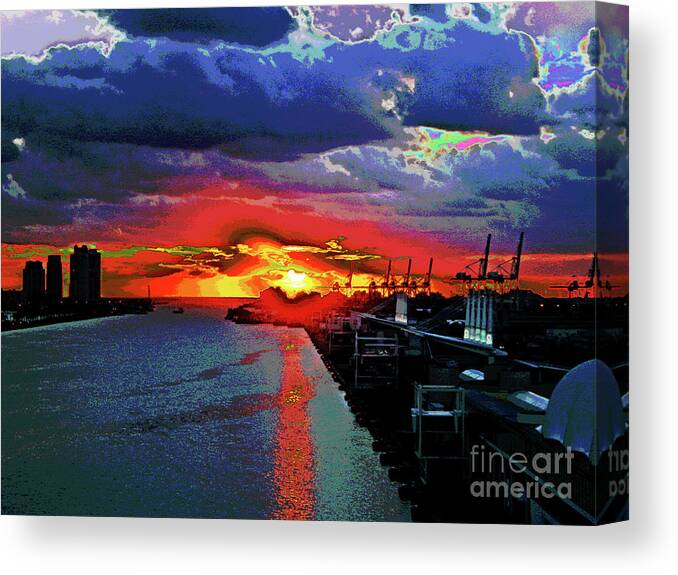 Larry Canvas Print featuring the photograph Miami Docks by Larry Oskin