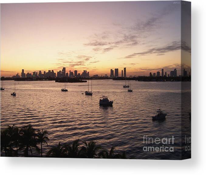Miami Canvas Print featuring the photograph Miami Florida At Dusk by Phil Perkins