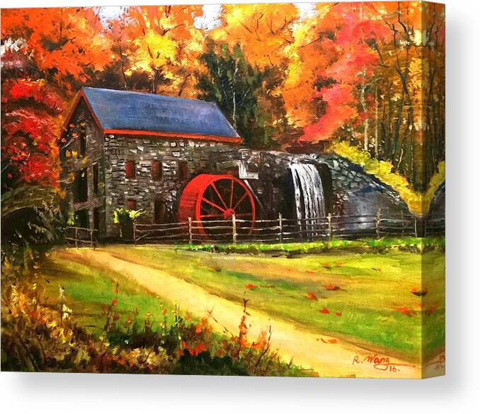 Mill House Canvas Print featuring the painting Mill house by Rose Wang