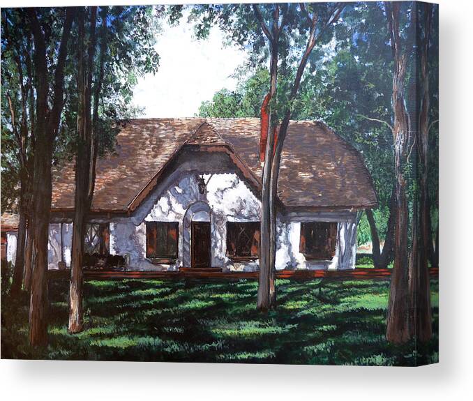 955 Marymount Canvas Print featuring the painting Miller Homestead by Tom Roderick