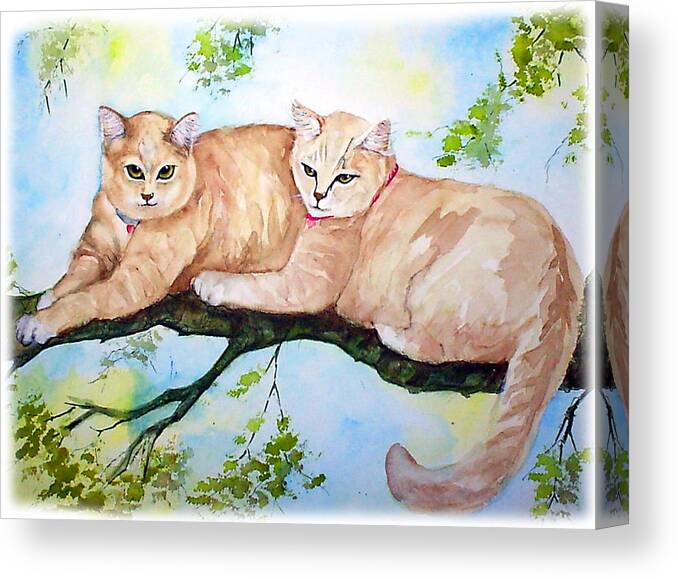 Feline Canvas Print featuring the painting Milo and Timon by Gina Hall