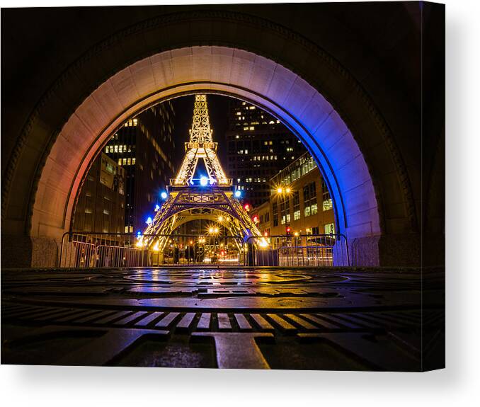 Milwaukee City Hall Canvas Print featuring the photograph Milwaukee Stands in Solidarity with Paris by Kristine Hinrichs
