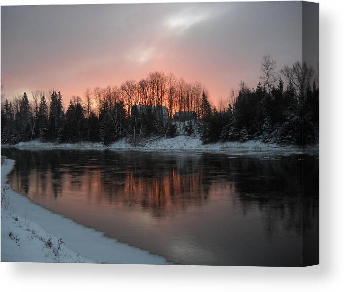 Mississippi River Canvas Print featuring the photograph Mississippi River Orange Dawn by Kent Lorentzen