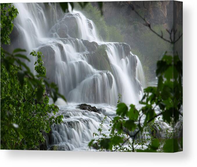 Waterfalls Canvas Print featuring the photograph Misty Falls by DeeLon Merritt
