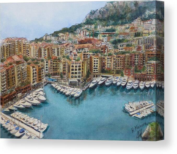 Monaco Canvas Print featuring the painting Monaco by Henrieta Maneva