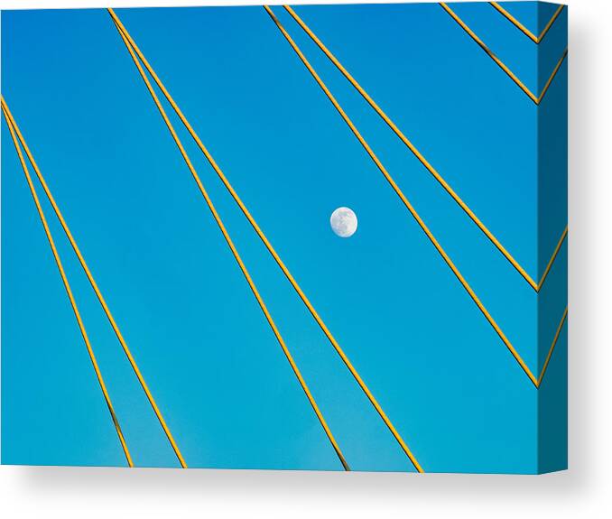 Dallas Canvas Print featuring the photograph Moon Through the Wires by Dan Leffel