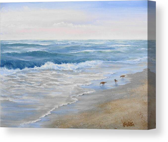 Lake Erie Canvas Print featuring the painting Morning Breakers by Judy Fischer Walton