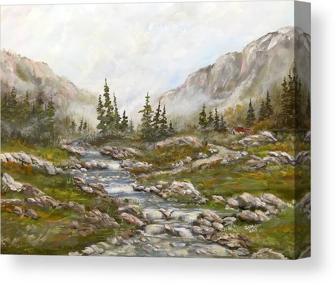 River Painting Canvas Print featuring the painting Morning Rising Fog by Dorothy Maier