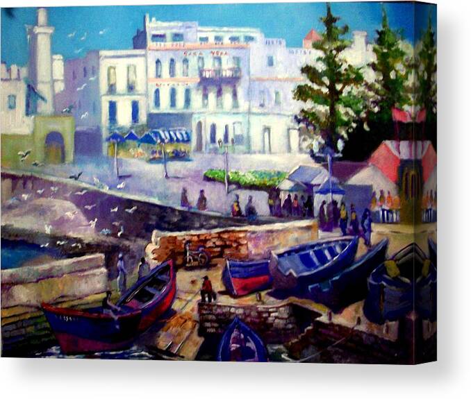 Morocco Canvas Print featuring the painting  essaouira       MOROCCO by Paul Weerasekera