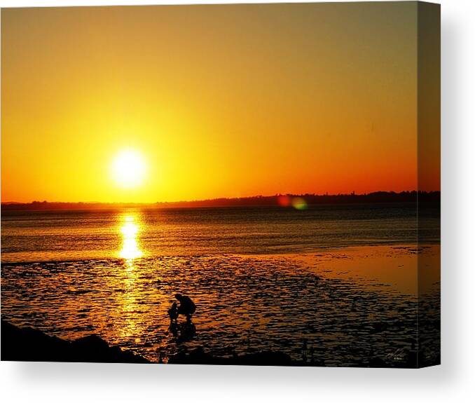 Landscape Canvas Print featuring the photograph Mother Daughter Sunset by Michael Blaine