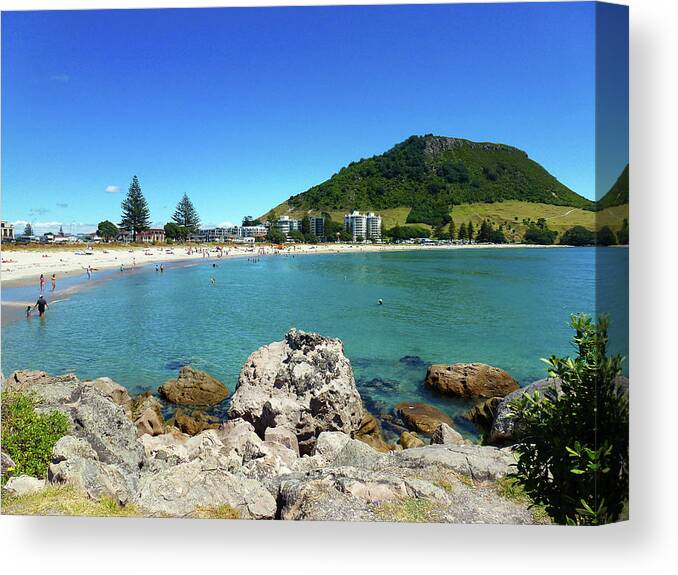 Mount Maunganui Canvas Print featuring the photograph Mount Maunganui Beach 8 - Tauranga New Zealand by Selena Boron