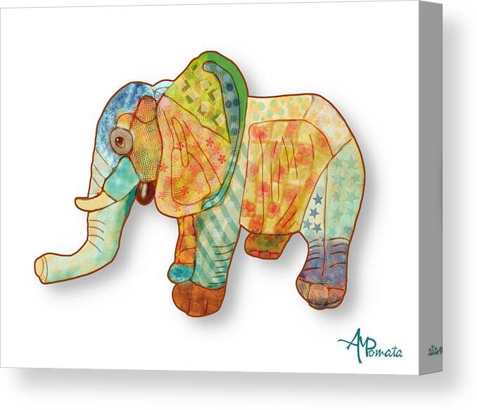 Elephant Canvas Print featuring the mixed media Multicolor Elephant by Angeles M Pomata