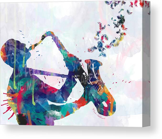  Saxophone Canvas Print featuring the painting Music by Mark Ashkenazi