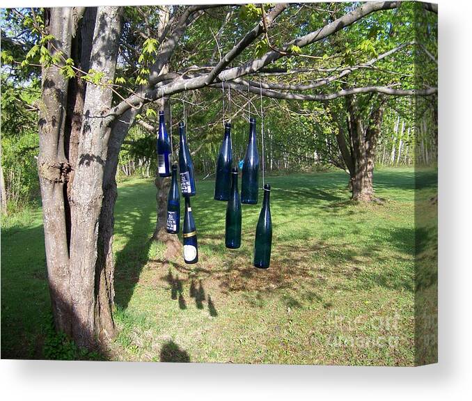Blue Bottles Canvas Print featuring the photograph My Bottle Tree - Photograph by Jackie Mueller-Jones