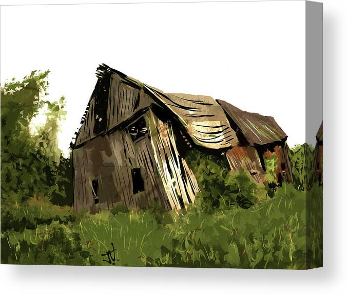 Barn Canvas Print featuring the digital art My Favourite Barn by Jim Vance