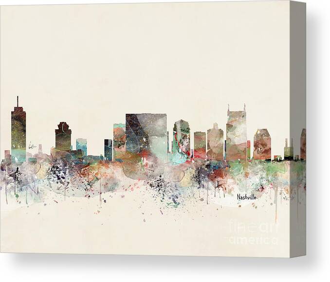Nashville Tennessee Canvas Print featuring the painting Nashville Tennessee by Bri Buckley