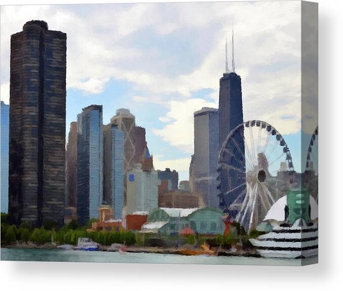 Navy Pier Canvas Print featuring the photograph Navy Pier Chicago Illinois by David Dehner