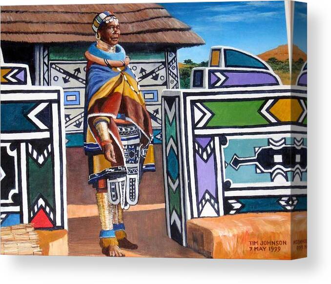 Ndebele Canvas Print featuring the painting Ndebele Color by Tim Johnson