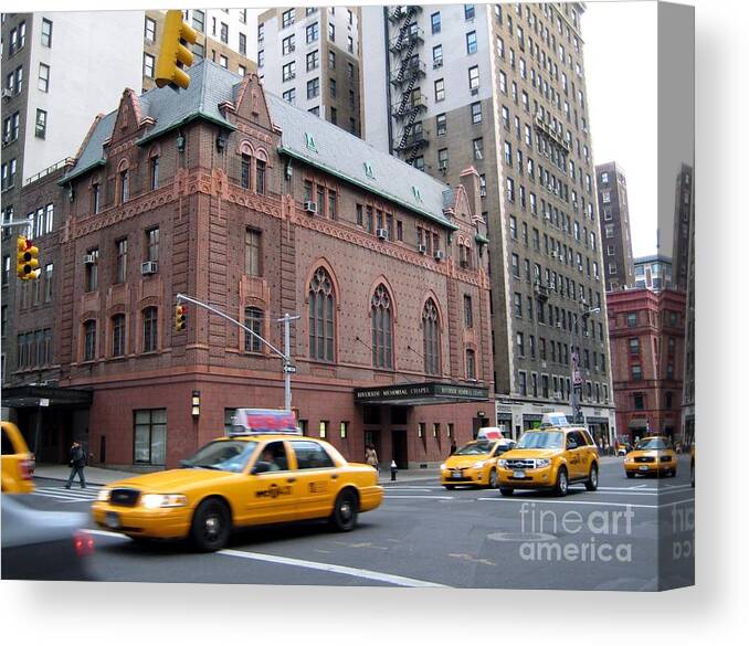 Architecture Canvas Print featuring the photograph New York City Yellow Cab - Amsterdam - West Seventy Sixth by Susan Carella