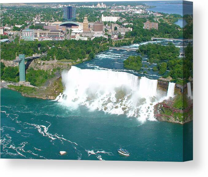 Landscape Canvas Print featuring the photograph Niagara American and Bridal Veil Falls by Charles Kraus