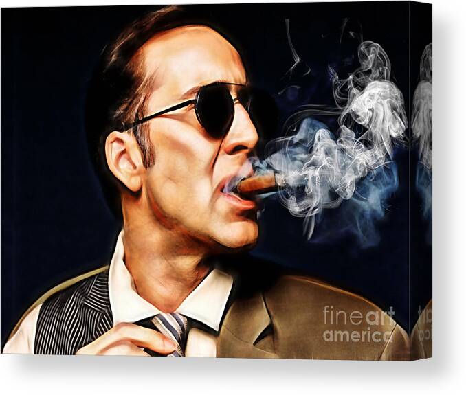 Nicolas Cage Canvas Print featuring the mixed media Nicolas Cage Collection by Marvin Blaine