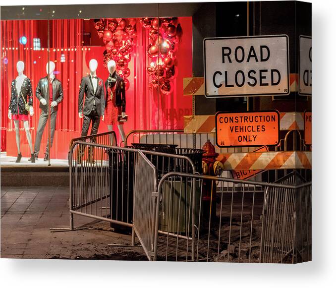 Minneapolis Canvas Print featuring the photograph Men At Work on Nicollet Mall by Jim Hughes