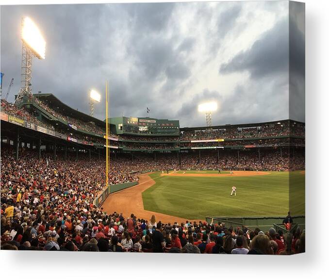 Landscapes Canvas Print featuring the photograph Night at the Ballpark by Nancy Ann Healy
