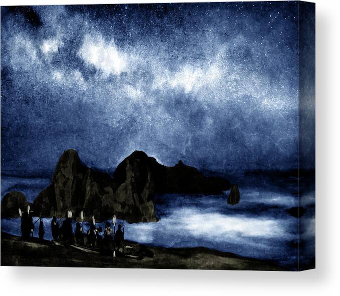 Beach Canvas Print featuring the digital art Night Paddle by Ken Taylor