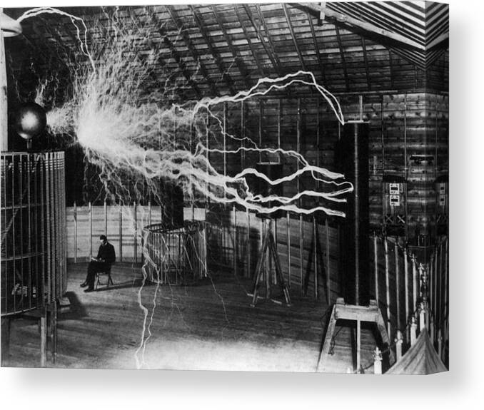 History Canvas Print featuring the photograph Nikola Tesla 1856-1943 Created A Double by Everett