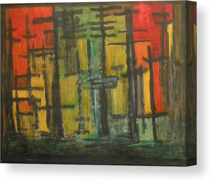 Abstract Landscape Forest Canvas Print featuring the painting No.271 by Vijayan Kannampilly