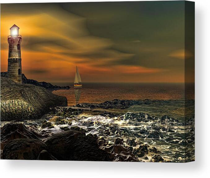 Lighthouse Canvas Print featuring the photograph Nocturnal Tranquility by Lourry Legarde