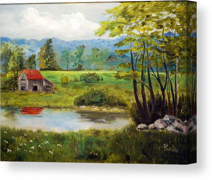 North Carolina Farm Canvas Print featuring the painting North Carolina Farm by Phil Burton