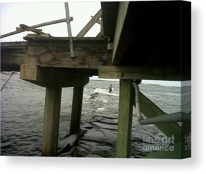 Fishing Jetty Canvas Print featuring the photograph Northside jetty /Sandy by Tyrone Hart
