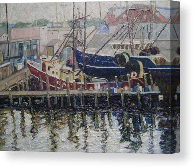 Boats Canvas Print featuring the painting Nova Scotia boats at rest by Richard Nowak