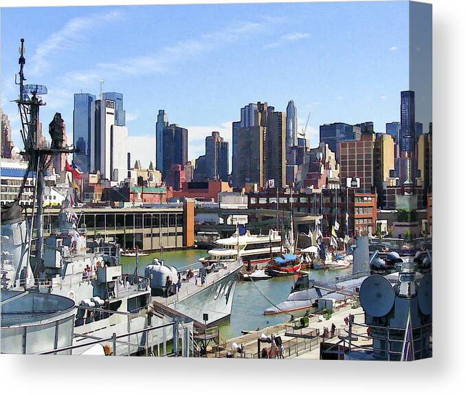 New York City Canvas Print featuring the photograph NYC from Aircraft Carrier Intrepid by David Thompsen