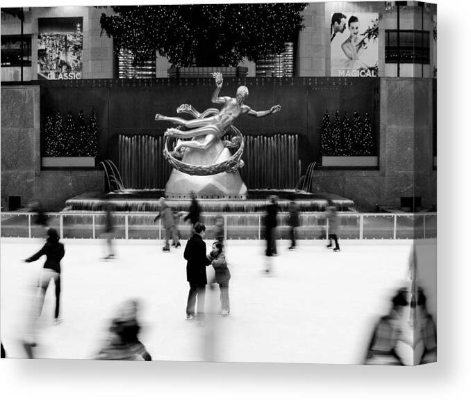 Ny Canvas Print featuring the photograph NYC Rockefellar Iceskating by Nina Papiorek