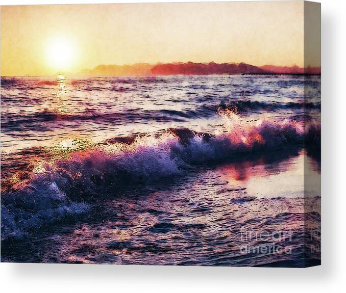 Digital Art Canvas Print featuring the digital art Ocean Landscape Sunrise by Phil Perkins
