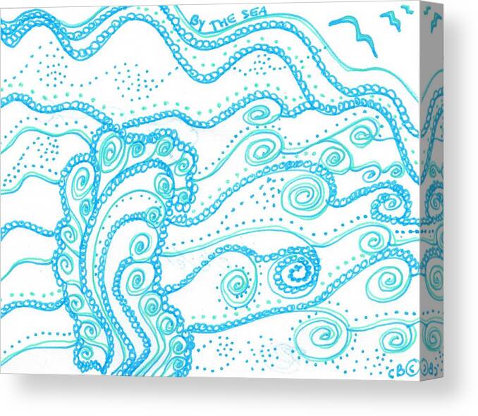 Caregiver Canvas Print featuring the drawing Ocean Waves by Carole Brecht