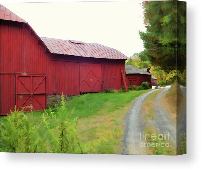 Olana Red Barn Canvas Print featuring the painting Olana Red Barn 20 by Jeelan Clark